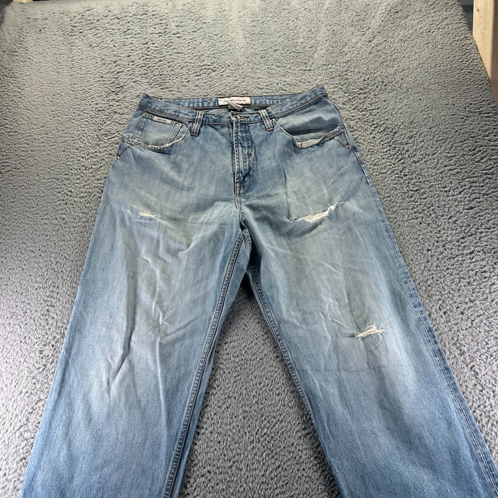 Vintage Rocawear Jeans Men 36x34 Blue Cotton Denim Straight Baggy Workwear Faded - Picture 2 of 9